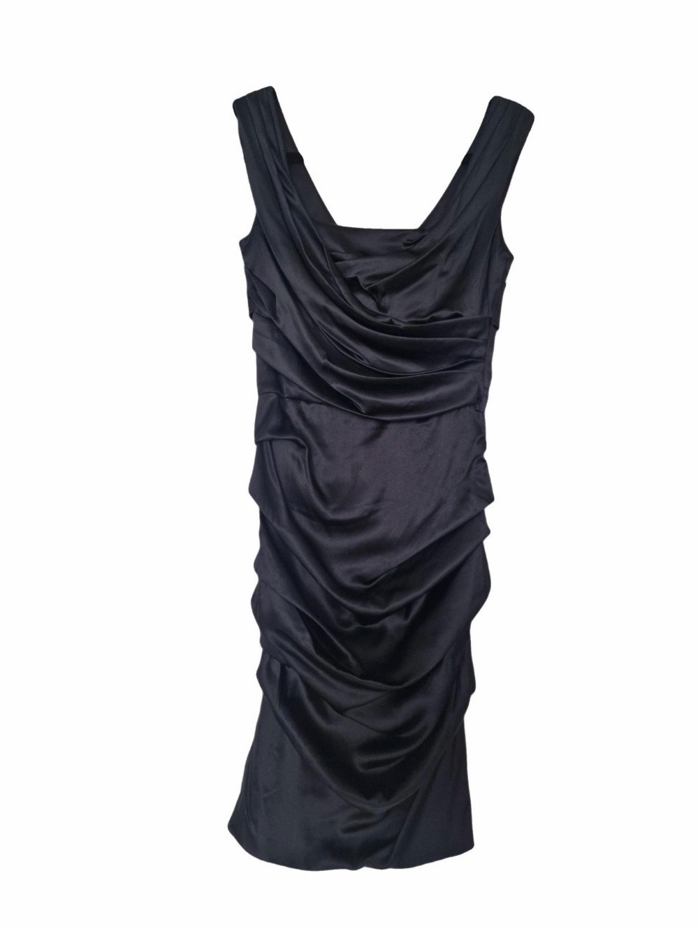 Dolce & Gabbana Black ruched Furag Stretch Silk Drape Dress EU42 US 6